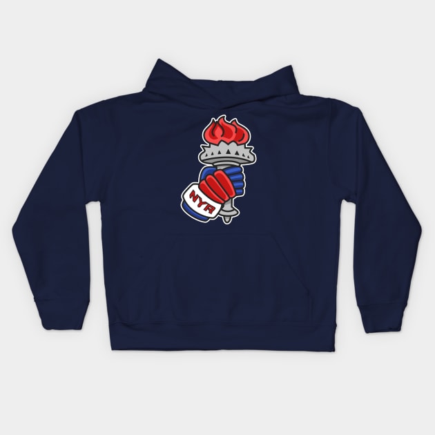 New York Rangers Statue of Liberty Torch Kids Hoodie by Carl Cordes